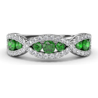 Crossover Infinity Twist Band with Pavé Diamonds and Round Emeralds by Fana - 0.86 Carat Total Gemstone Weight