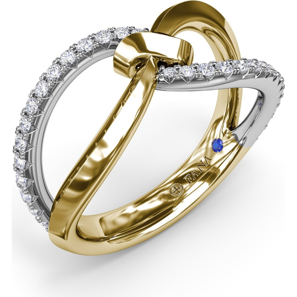 Crossover Ring with Pavé Set Round Diamonds by Fana - 0.29 Carat Total Diamond Weight