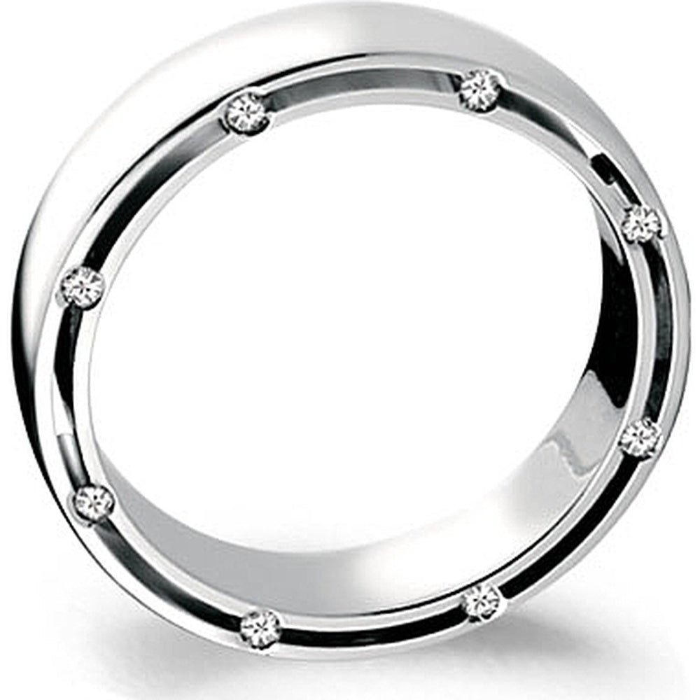 CrownRing Men's Wedding Band - 14K White Gold with Flush-Set Round Diamonds - 0.14 Carat Total Diamond Weight - 8mm Width from the Diamond Collection