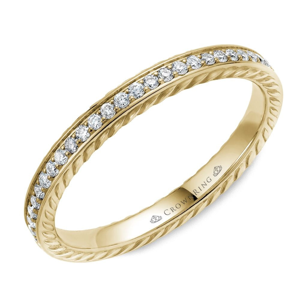 CrownRing Men's Wedding Band - 14K Yellow Gold Rope with 29 Round Diamonds - 0.20 Carat Total Diamond Weight - 2.5mm Width from the Diamond Collection