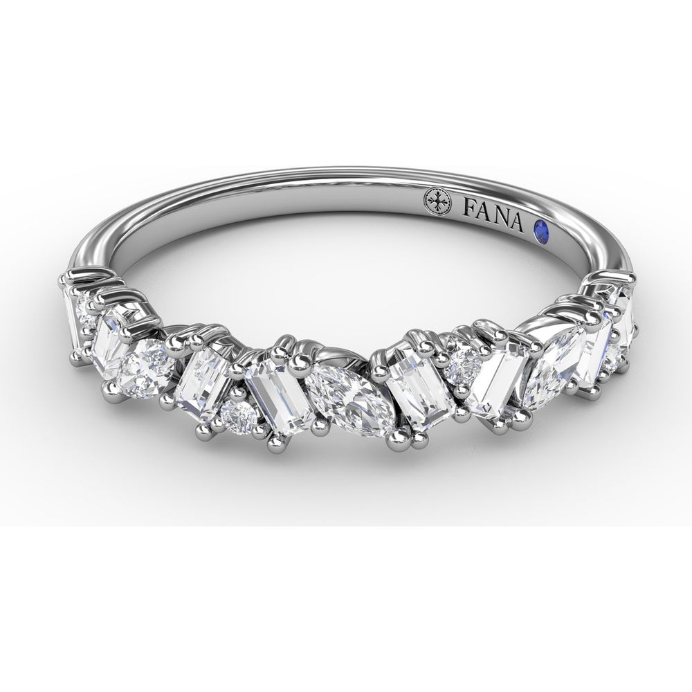 Curved Cluster Band with Round, Baguette, and Marquise Diamonds by Fana - 0.74 Carat Total Diamond Weight