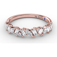 Curved Cluster Band with Round, Baguette, and Marquise Diamonds by Fana - 0.74 Carat Total Diamond Weight
