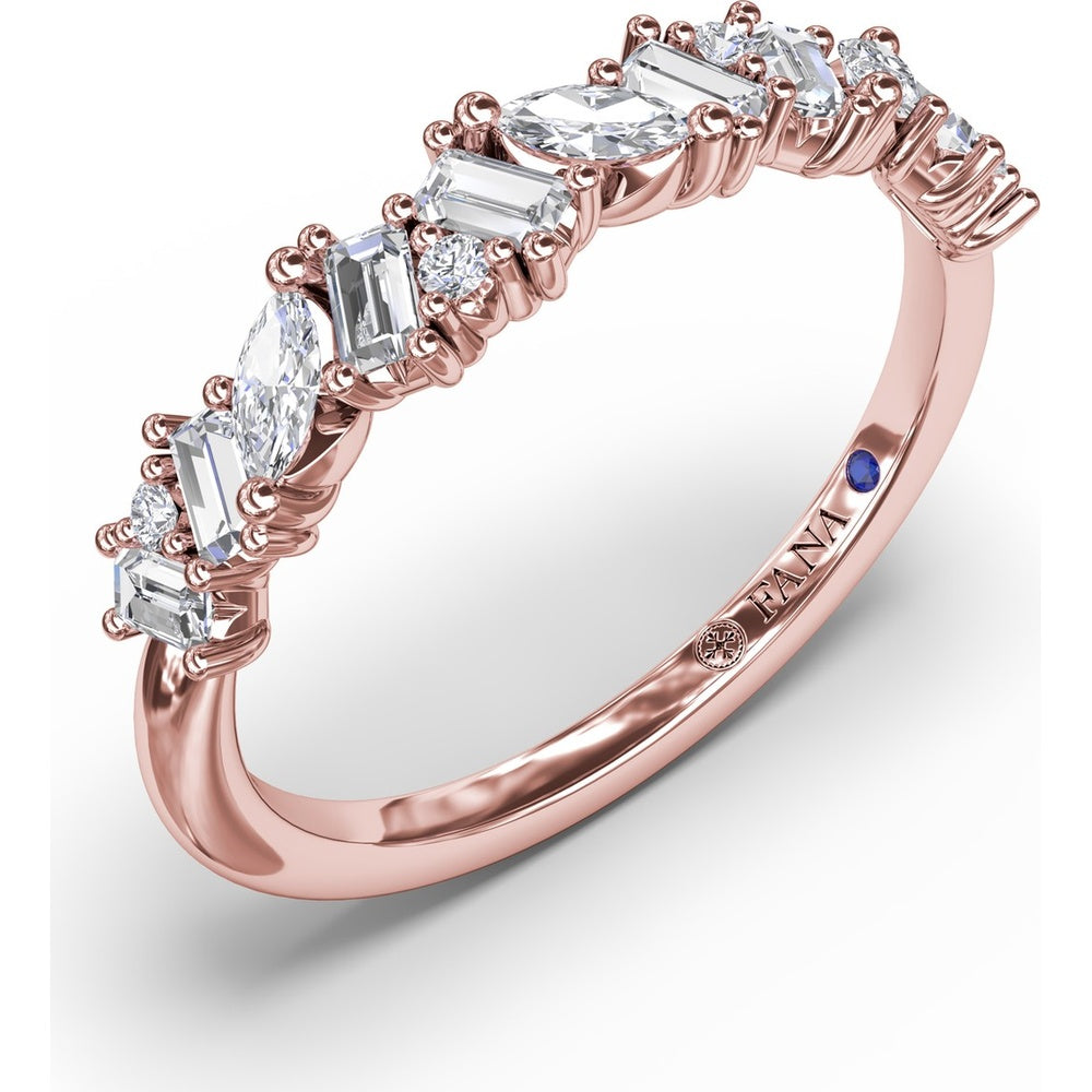 Curved Cluster Band with Round, Baguette, and Marquise Diamonds by Fana - 0.74 Carat Total Diamond Weight