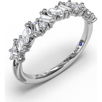 Curved Cluster Band with Round, Baguette, and Marquise Diamonds by Fana - 0.74 Carat Total Diamond Weight