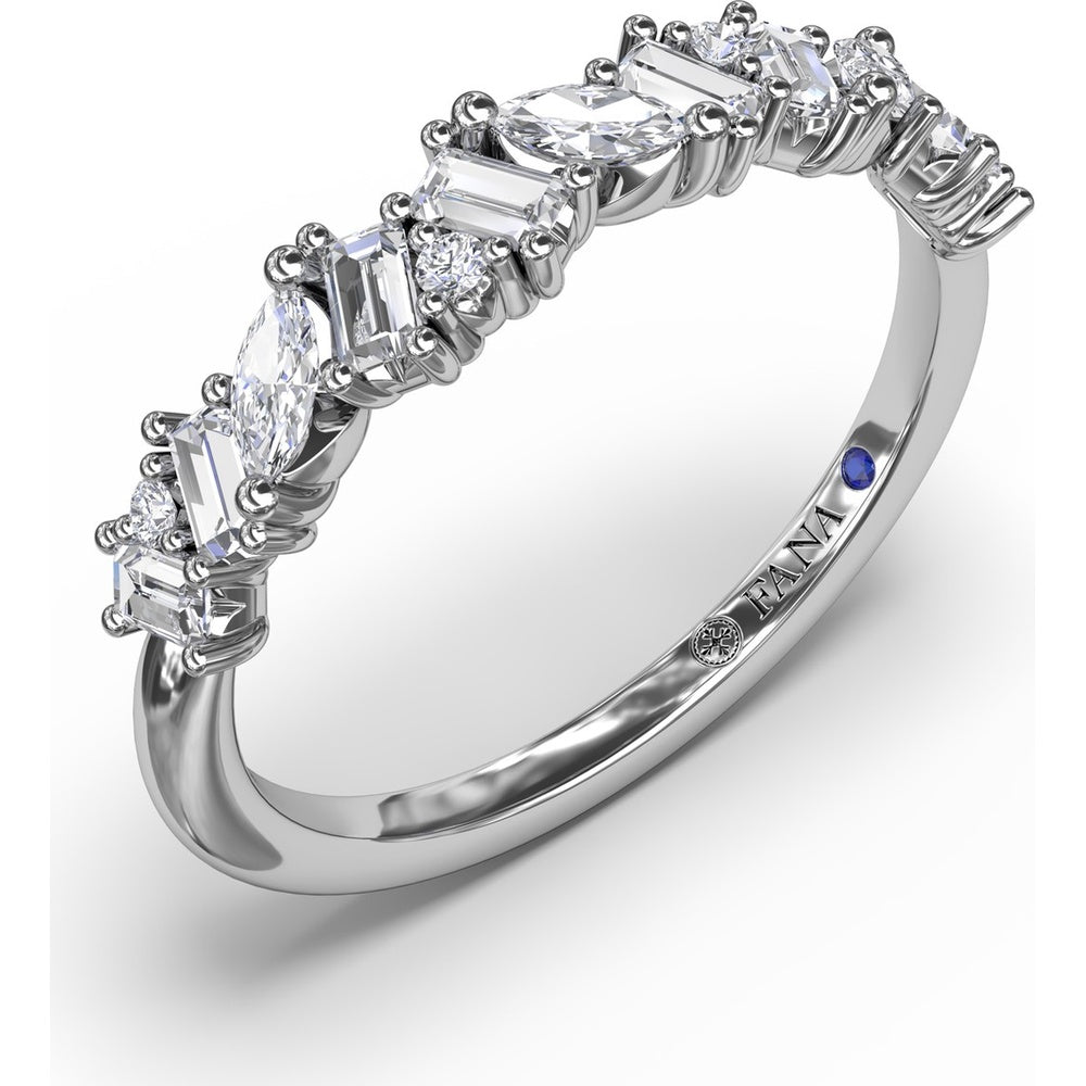 Curved Cluster Band with Round, Baguette, and Marquise Diamonds by Fana - 0.74 Carat Total Diamond Weight