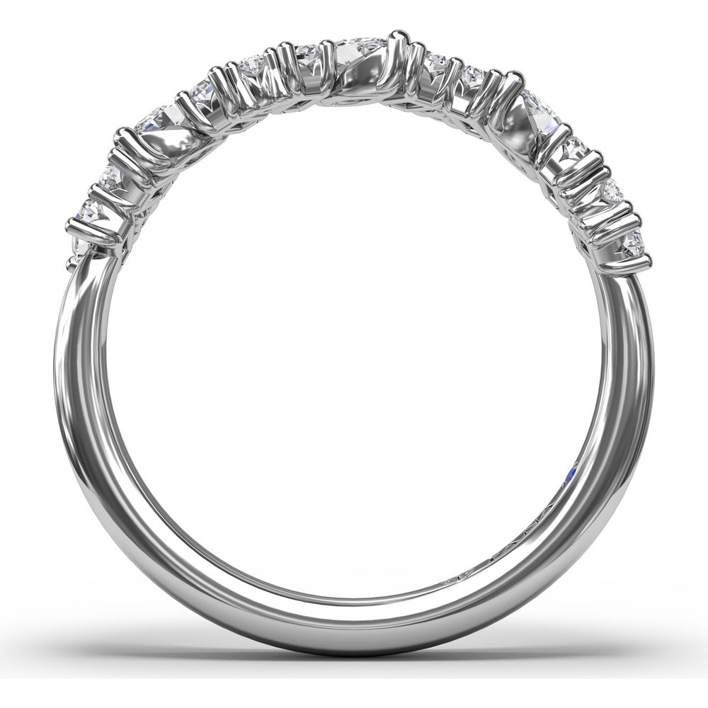 Curved Cluster Band with Round, Baguette, and Marquise Diamonds by Fana - 0.74 Carat Total Diamond Weight
