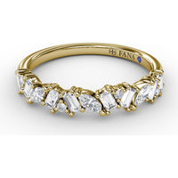 Curved Cluster Band with Round, Baguette, and Marquise Diamonds by Fana - 0.74 Carat Total Diamond Weight