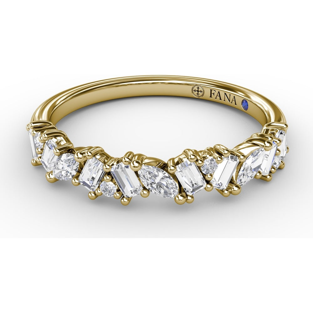 Curved Cluster Band with Round, Baguette, and Marquise Diamonds by Fana - 0.74 Carat Total Diamond Weight