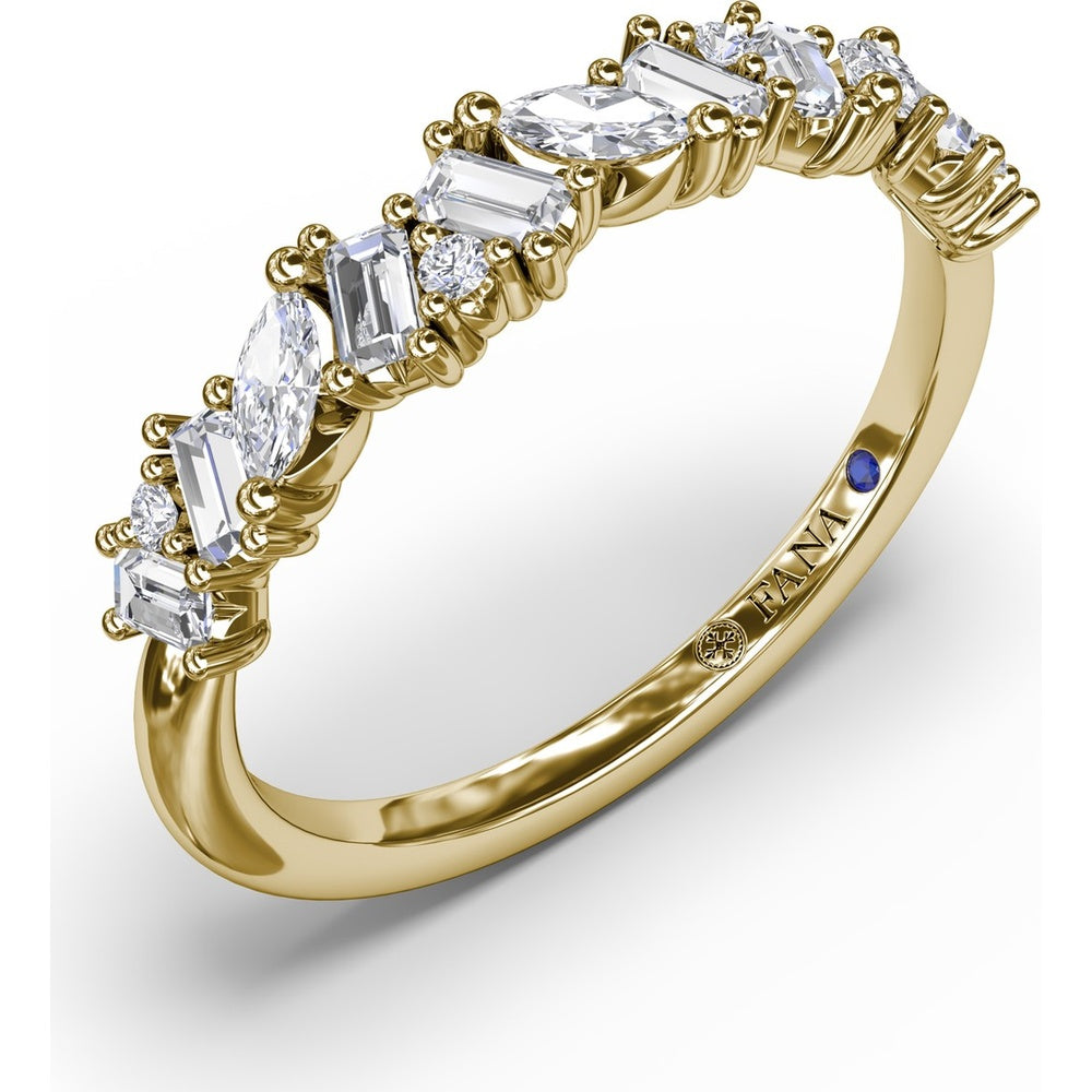 Curved Cluster Band with Round, Baguette, and Marquise Diamonds by Fana - 0.74 Carat Total Diamond Weight