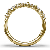 Curved Cluster Band with Round, Baguette, and Marquise Diamonds by Fana - 0.74 Carat Total Diamond Weight