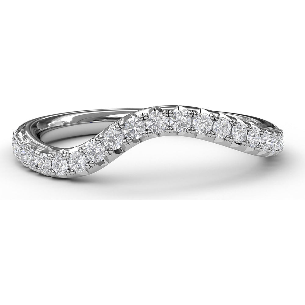 Curved Contoured Diamond Wedding Band with Pavé-Set Round Diamonds by Fana - 0.28 Carat Total Diamond Weight