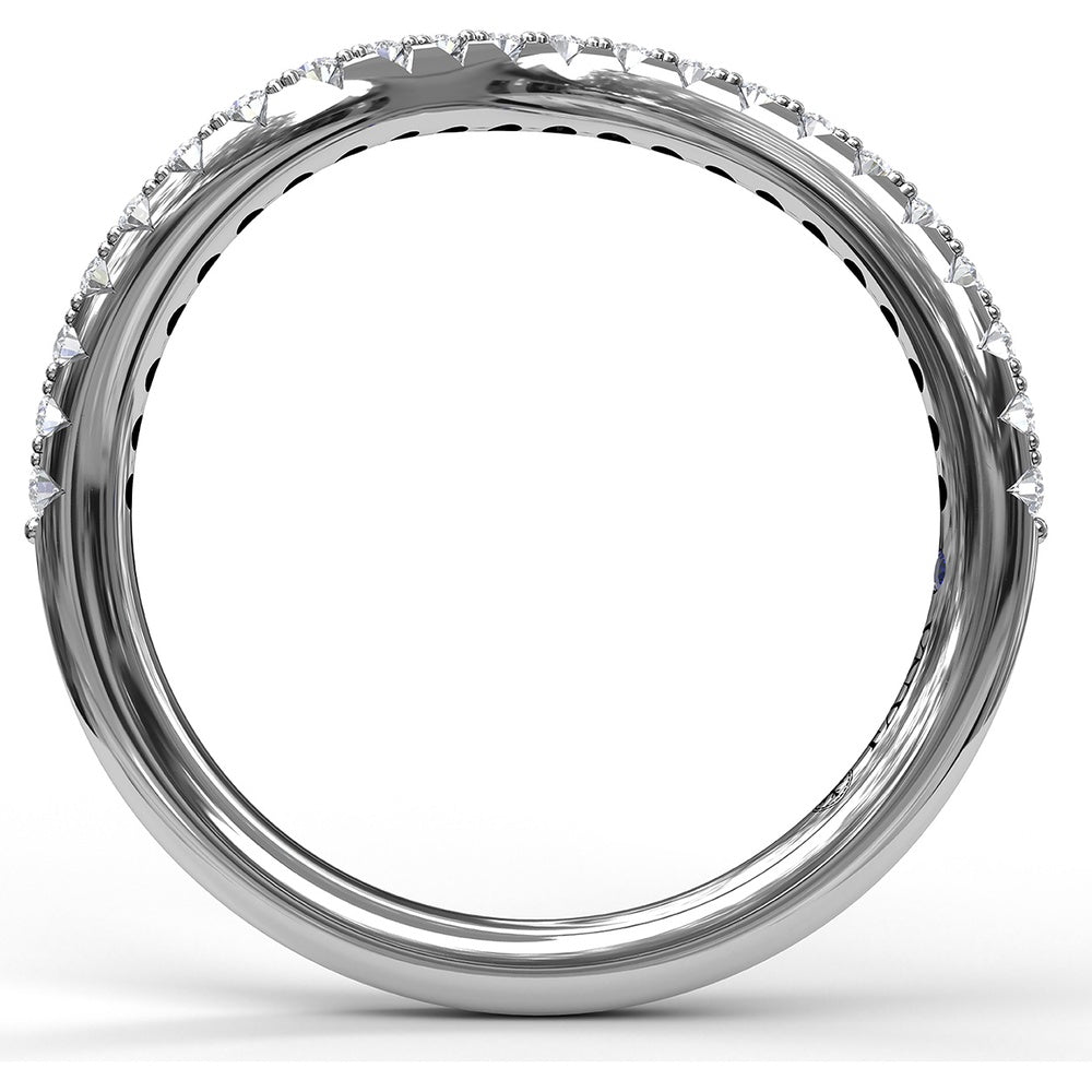 Curved Contoured Diamond Wedding Band with Pavé-Set Round Diamonds by Fana - 0.28 Carat Total Diamond Weight