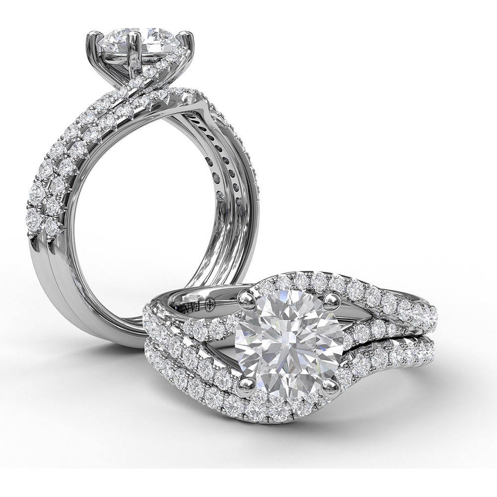 Curved Contoured Diamond Wedding Band with Pavé-Set Round Diamonds by Fana - 0.28 Carat Total Diamond Weight