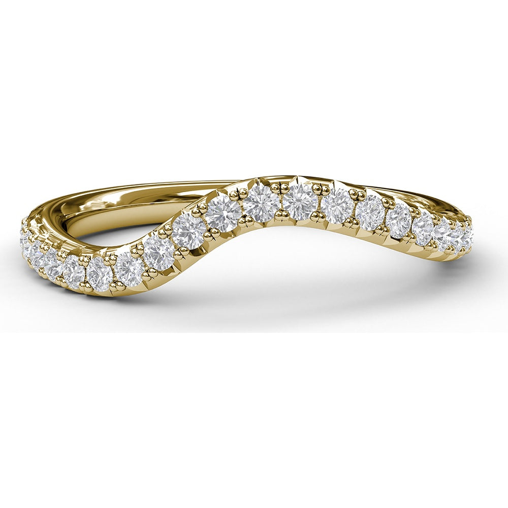 Curved Contoured Diamond Wedding Band with Pavé-Set Round Diamonds by Fana - 0.28 Carat Total Diamond Weight