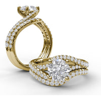 Curved Contoured Diamond Wedding Band with Pavé-Set Round Diamonds by Fana - 0.28 Carat Total Diamond Weight