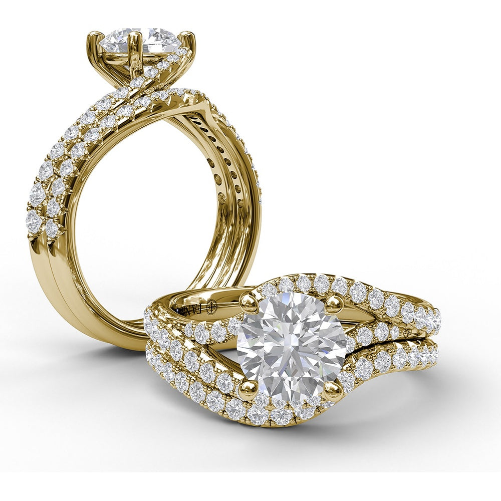 Curved Contoured Diamond Wedding Band with Pavé-Set Round Diamonds by Fana - 0.28 Carat Total Diamond Weight