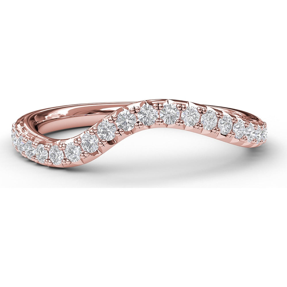 Curved Contoured Diamond Wedding Band with Pavé-Set Round Diamonds by Fana - 0.28 Carat Total Diamond Weight