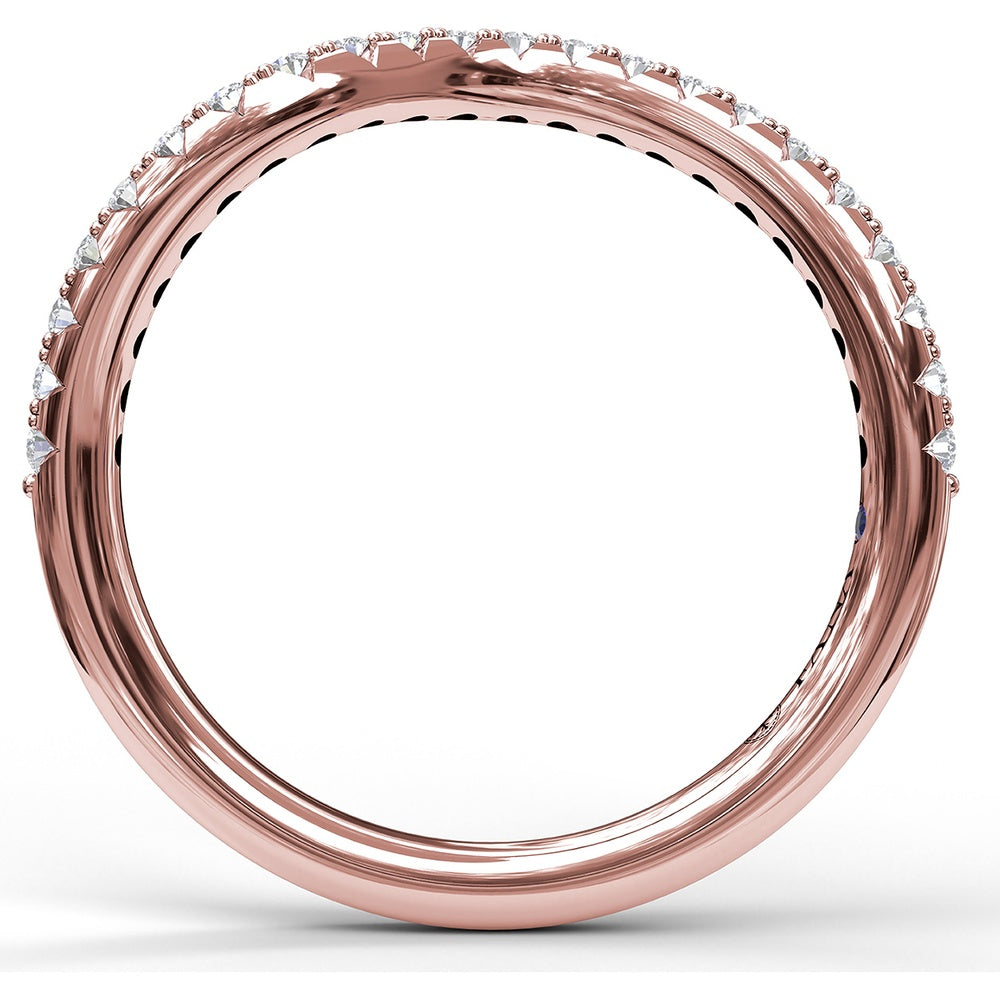 Curved Contoured Diamond Wedding Band with Pavé-Set Round Diamonds by Fana - 0.28 Carat Total Diamond Weight