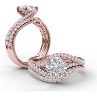 Curved Contoured Diamond Wedding Band with Pavé-Set Round Diamonds by Fana - 0.28 Carat Total Diamond Weight
