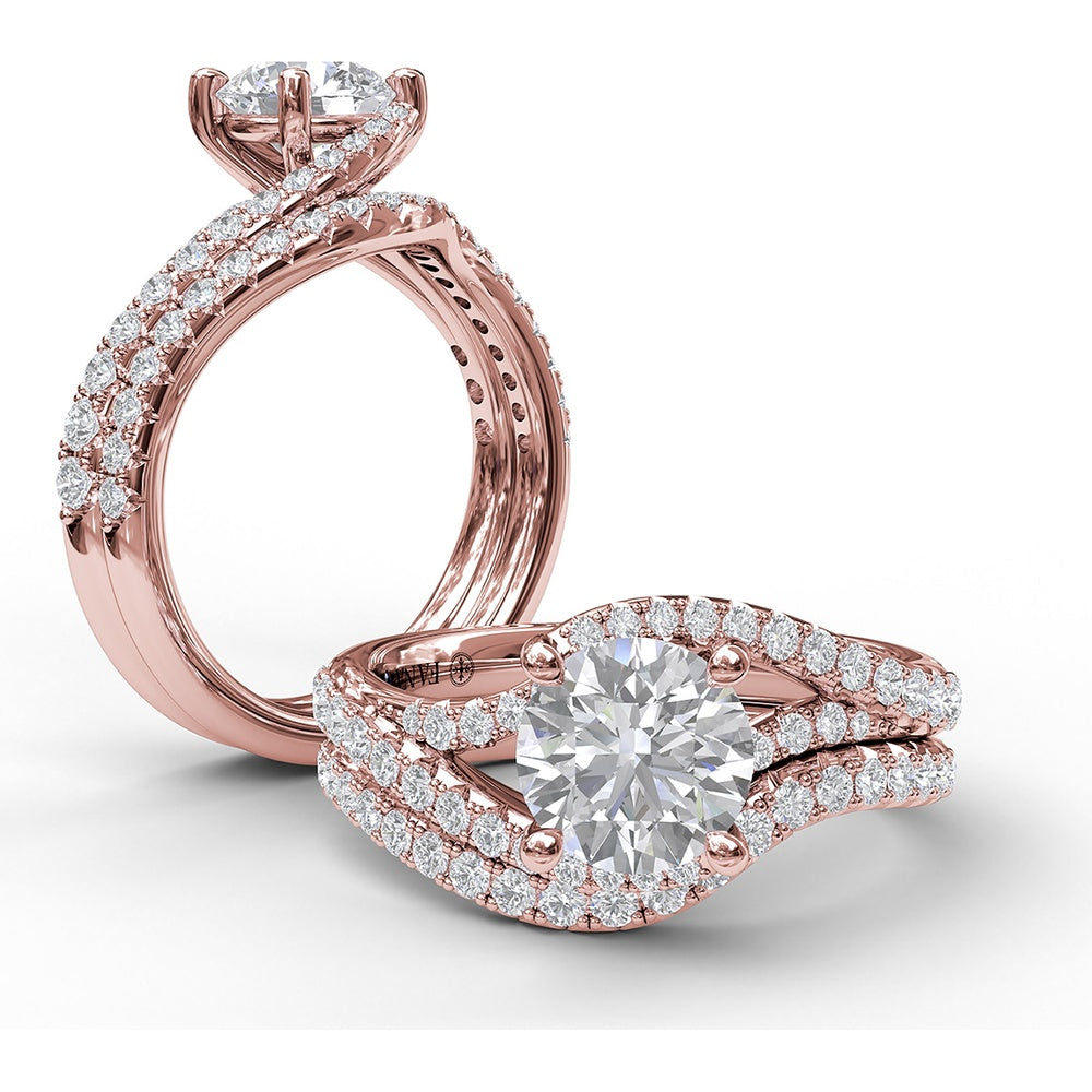 Curved Contoured Diamond Wedding Band with Pavé-Set Round Diamonds by Fana - 0.28 Carat Total Diamond Weight