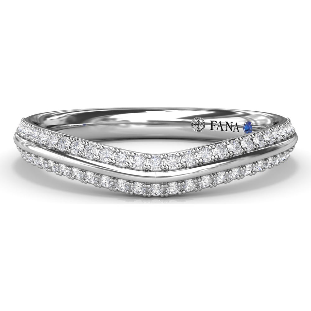Curved Diamond Band with Pavé Set Round Diamonds and Milgrain Detail by Fana - 0.26 Carat Total Diamond Weight