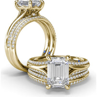 Curved Diamond Band with Pavé Set Round Diamonds and Milgrain Detail by Fana - 0.26 Carat Total Diamond Weight