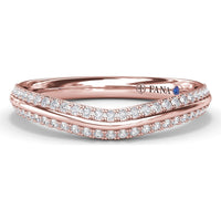 Curved Diamond Band with Pavé Set Round Diamonds and Milgrain Detail by Fana - 0.26 Carat Total Diamond Weight