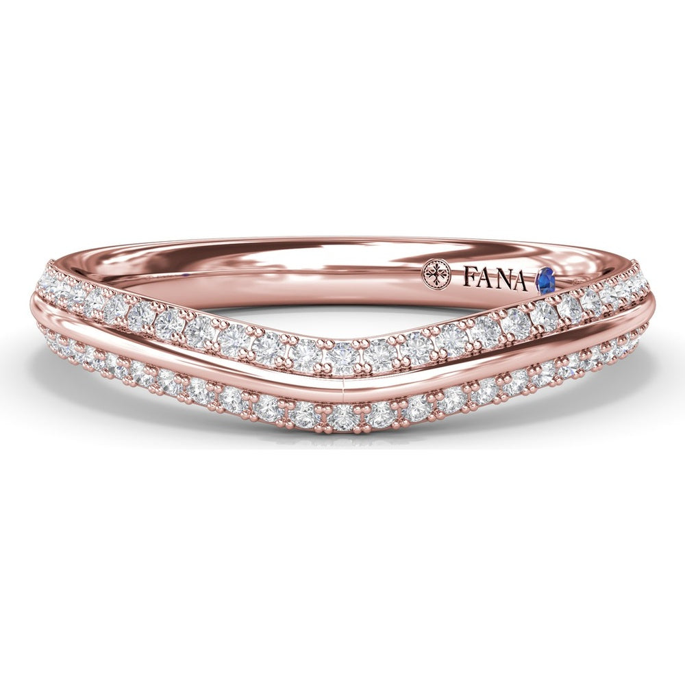 Curved Diamond Band with Pavé Set Round Diamonds and Milgrain Detail by Fana - 0.26 Carat Total Diamond Weight