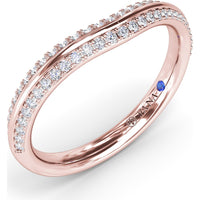 Curved Diamond Band with Pavé Set Round Diamonds and Milgrain Detail by Fana - 0.26 Carat Total Diamond Weight