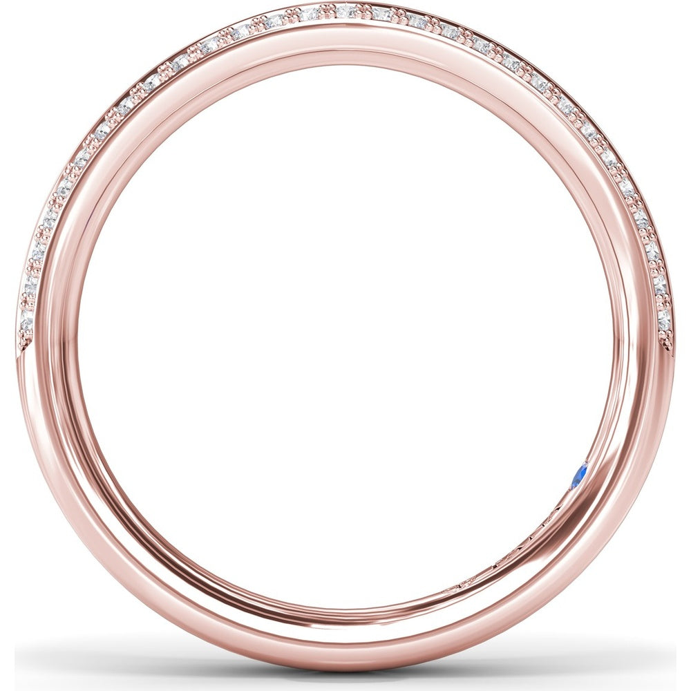 Curved Diamond Band with Pavé Set Round Diamonds and Milgrain Detail by Fana - 0.26 Carat Total Diamond Weight