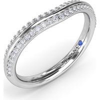 Curved Diamond Band with Pavé Set Round Diamonds and Milgrain Detail by Fana - 0.26 Carat Total Diamond Weight