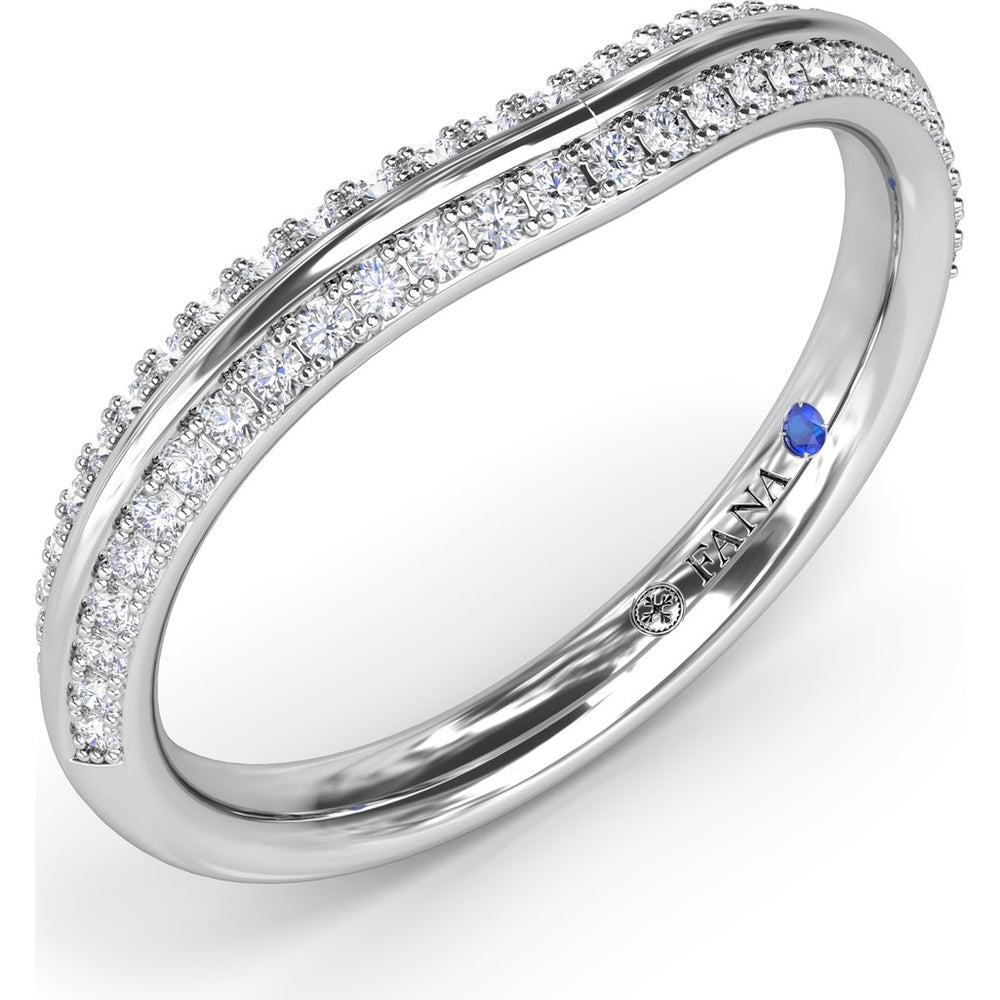 Curved Diamond Band with Pavé Set Round Diamonds and Milgrain Detail by Fana - 0.26 Carat Total Diamond Weight
