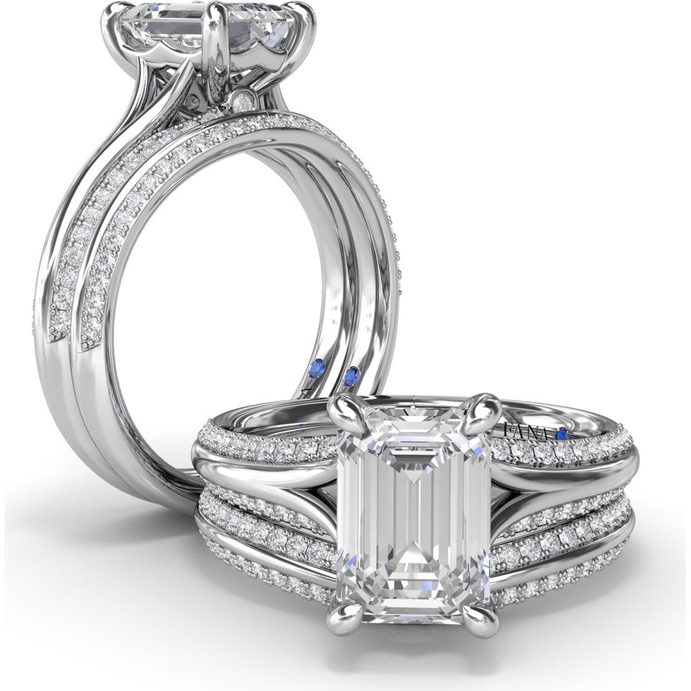 Curved Diamond Band with Pavé Set Round Diamonds and Milgrain Detail by Fana - 0.26 Carat Total Diamond Weight