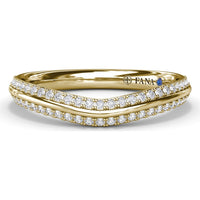 Curved Diamond Band with Pavé Set Round Diamonds and Milgrain Detail by Fana - 0.26 Carat Total Diamond Weight