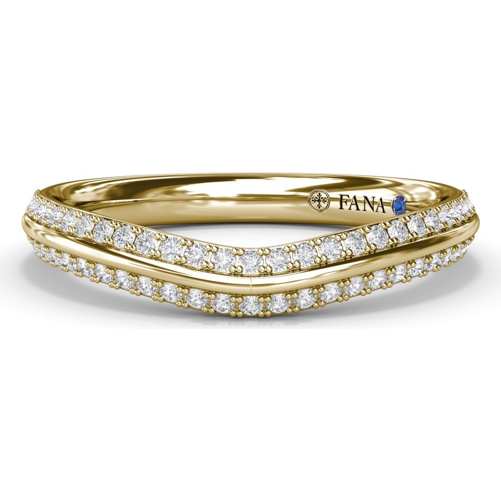 Curved Diamond Band with Pavé Set Round Diamonds and Milgrain Detail by Fana - 0.26 Carat Total Diamond Weight
