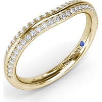 Curved Diamond Band with Pavé Set Round Diamonds and Milgrain Detail by Fana - 0.26 Carat Total Diamond Weight