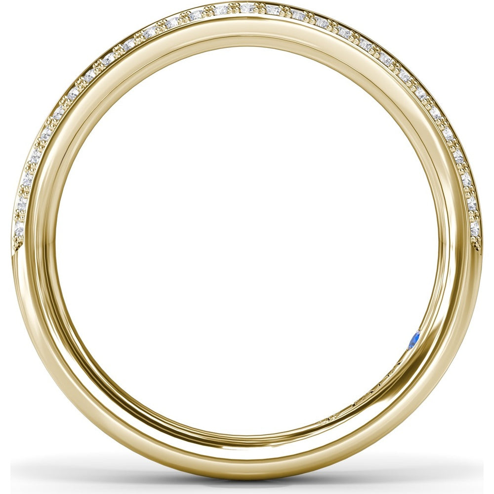 Curved Diamond Band with Pavé Set Round Diamonds and Milgrain Detail by Fana - 0.26 Carat Total Diamond Weight