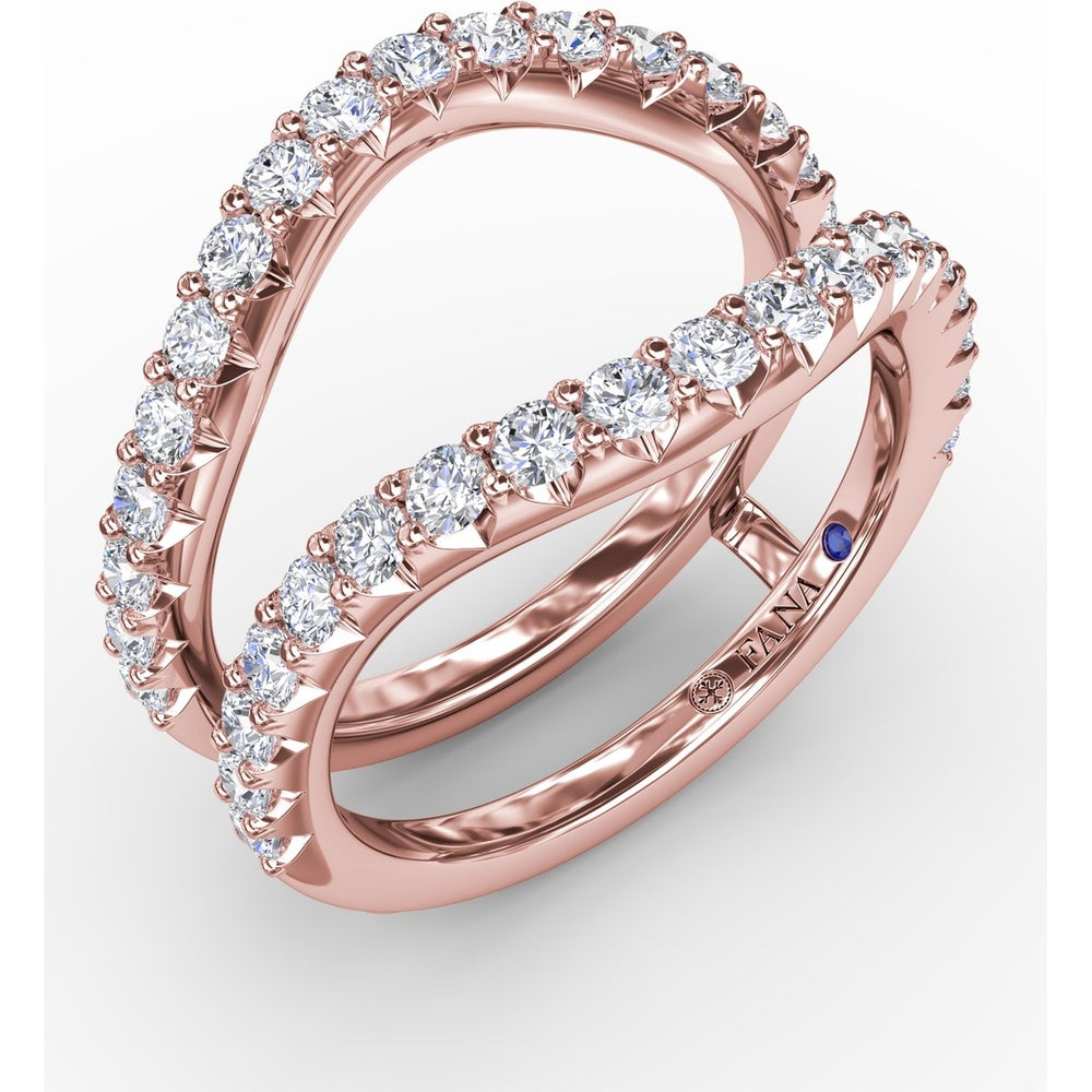 Curved Diamond Insert Ring with Pavé Set Round Diamonds by Fana - 1.05 Carat Total Diamond Weight