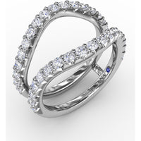 Curved Diamond Insert Ring with Pavé Set Round Diamonds by Fana - 1.05 Carat Total Diamond Weight