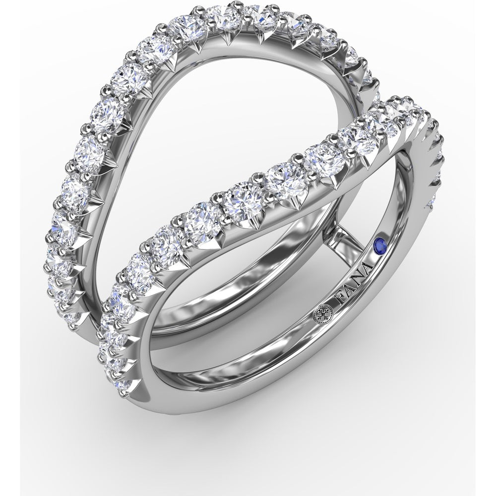 Curved Diamond Insert Ring with Pavé Set Round Diamonds by Fana - 1.05 Carat Total Diamond Weight
