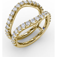 Curved Diamond Insert Ring with Pavé Set Round Diamonds by Fana - 1.05 Carat Total Diamond Weight