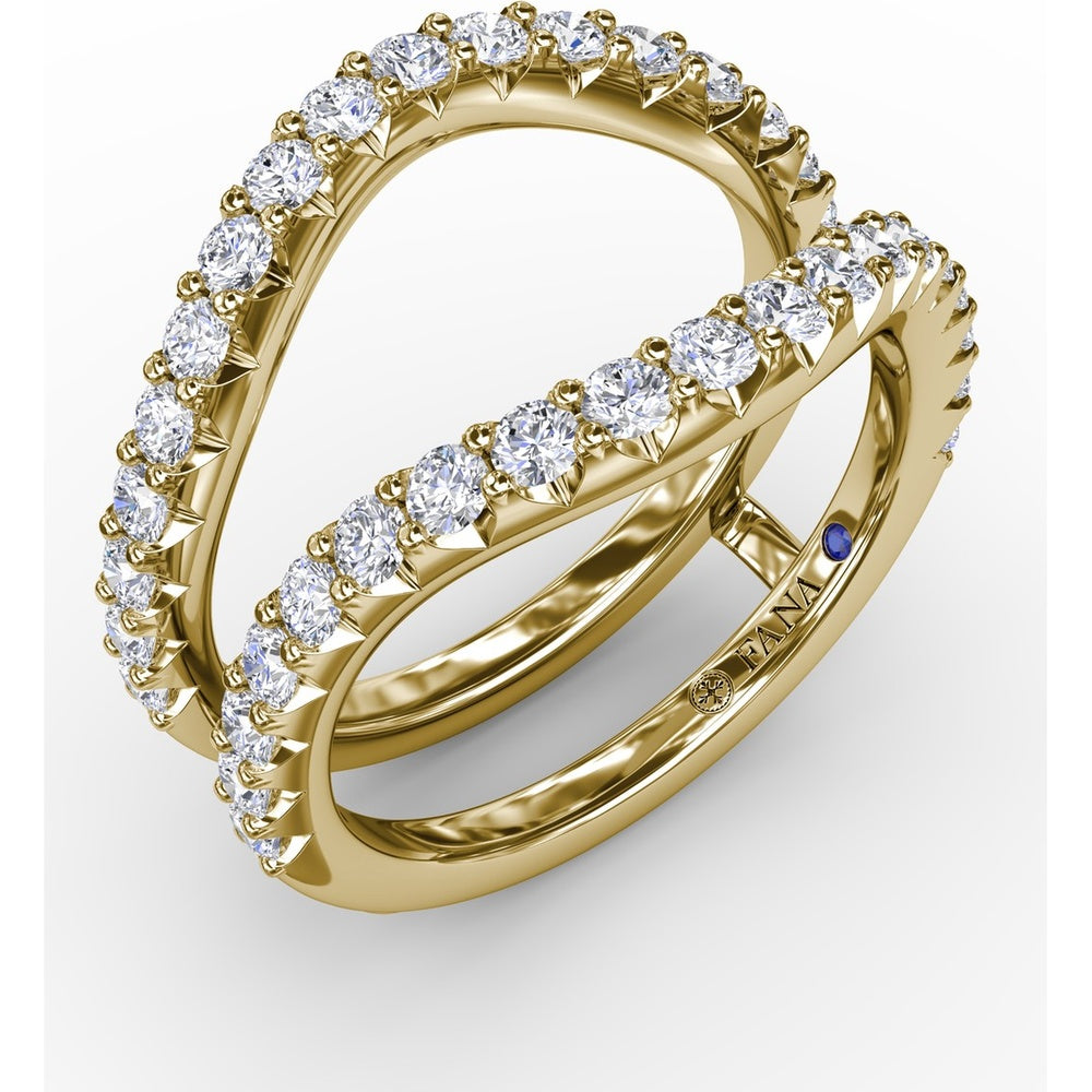 Curved Diamond Insert Ring with Pavé Set Round Diamonds by Fana - 1.05 Carat Total Diamond Weight