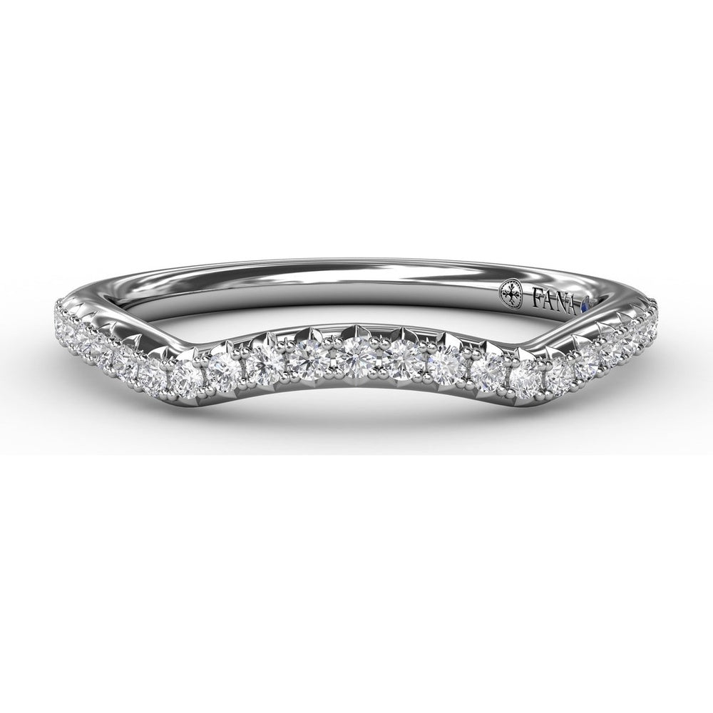 Curved Diamond Wedding Band with Pavé Set Round Diamonds by Fana - 0.14 Carat Total Diamond Weight