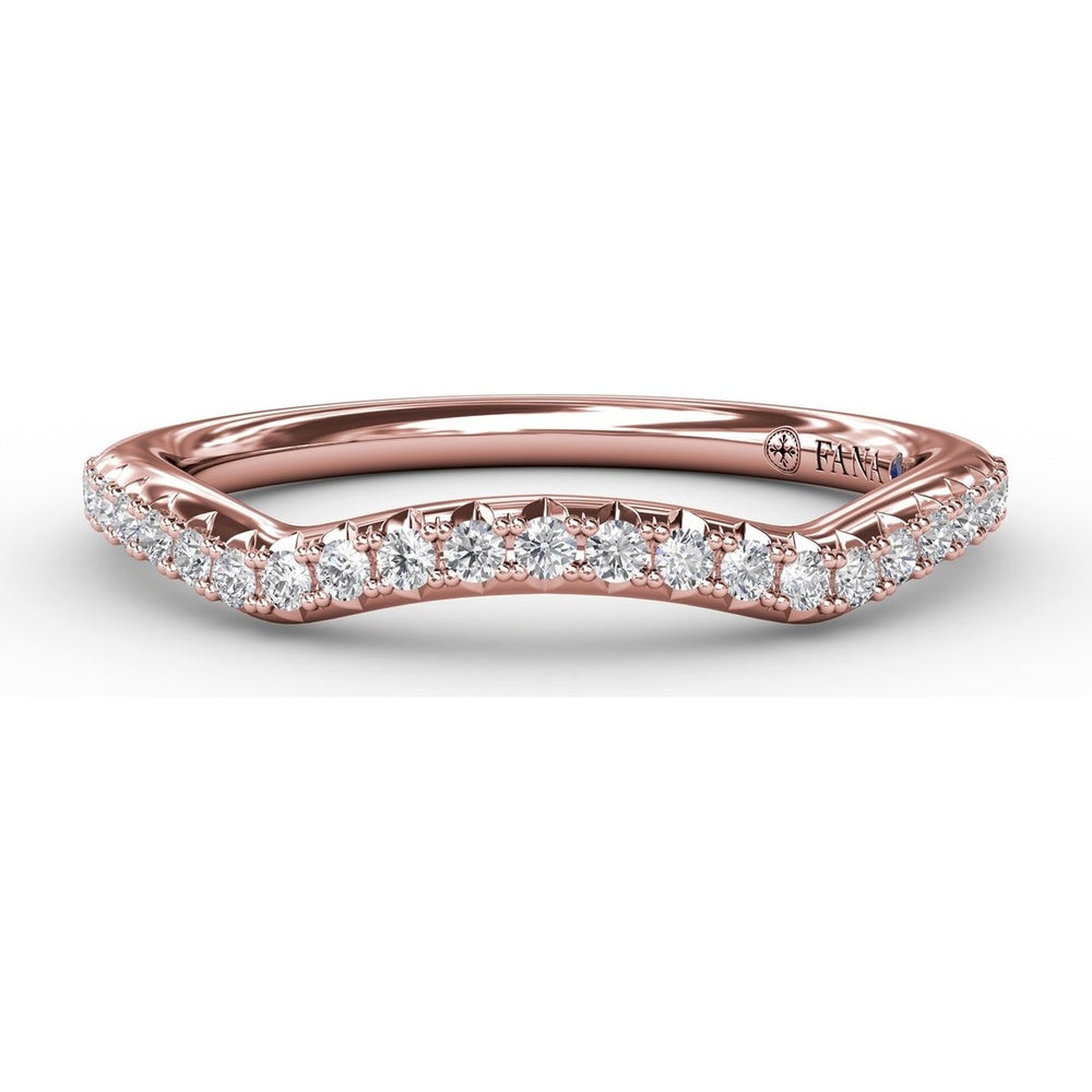 Curved Diamond Wedding Band with Pavé Set Round Diamonds by Fana - 0.14 Carat Total Diamond Weight