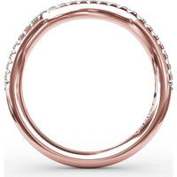 Curved Diamond Wedding Band with Pavé Set Round Diamonds by Fana - 0.14 Carat Total Diamond Weight