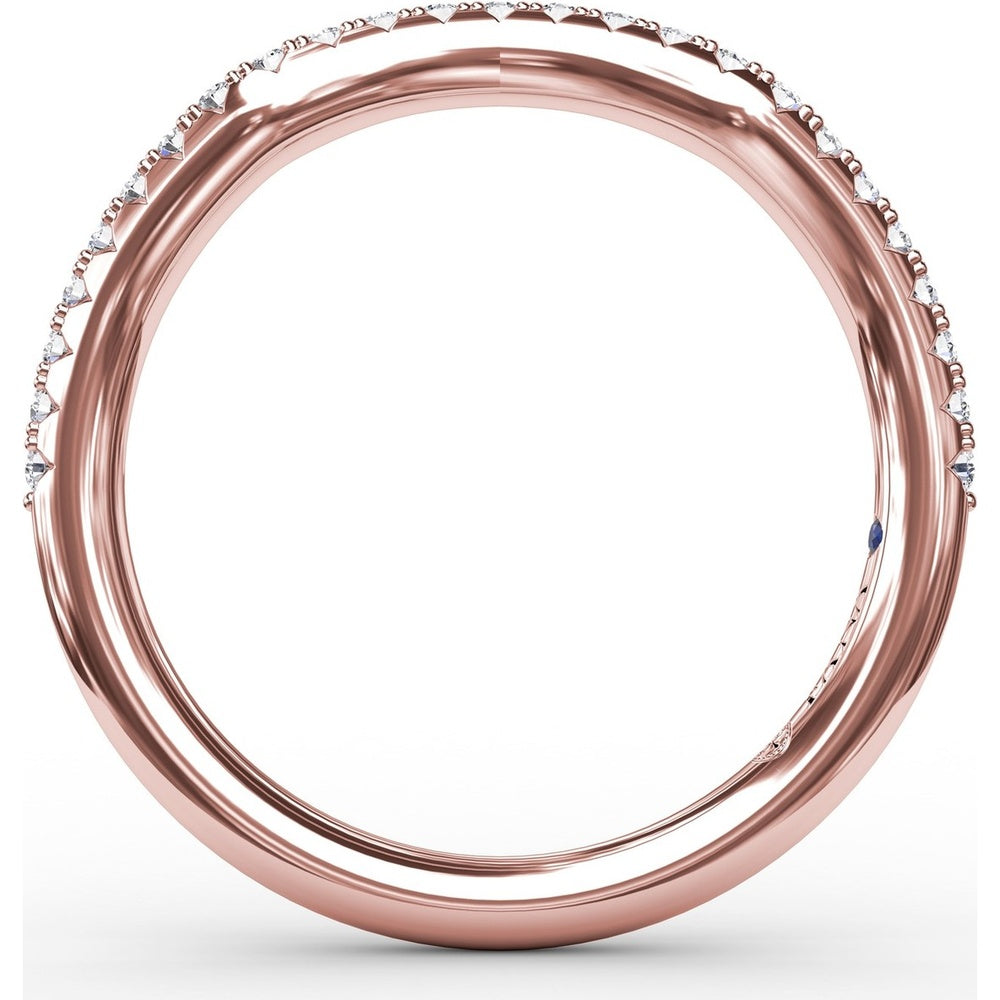 Curved Diamond Wedding Band with Pavé Set Round Diamonds by Fana - 0.14 Carat Total Diamond Weight