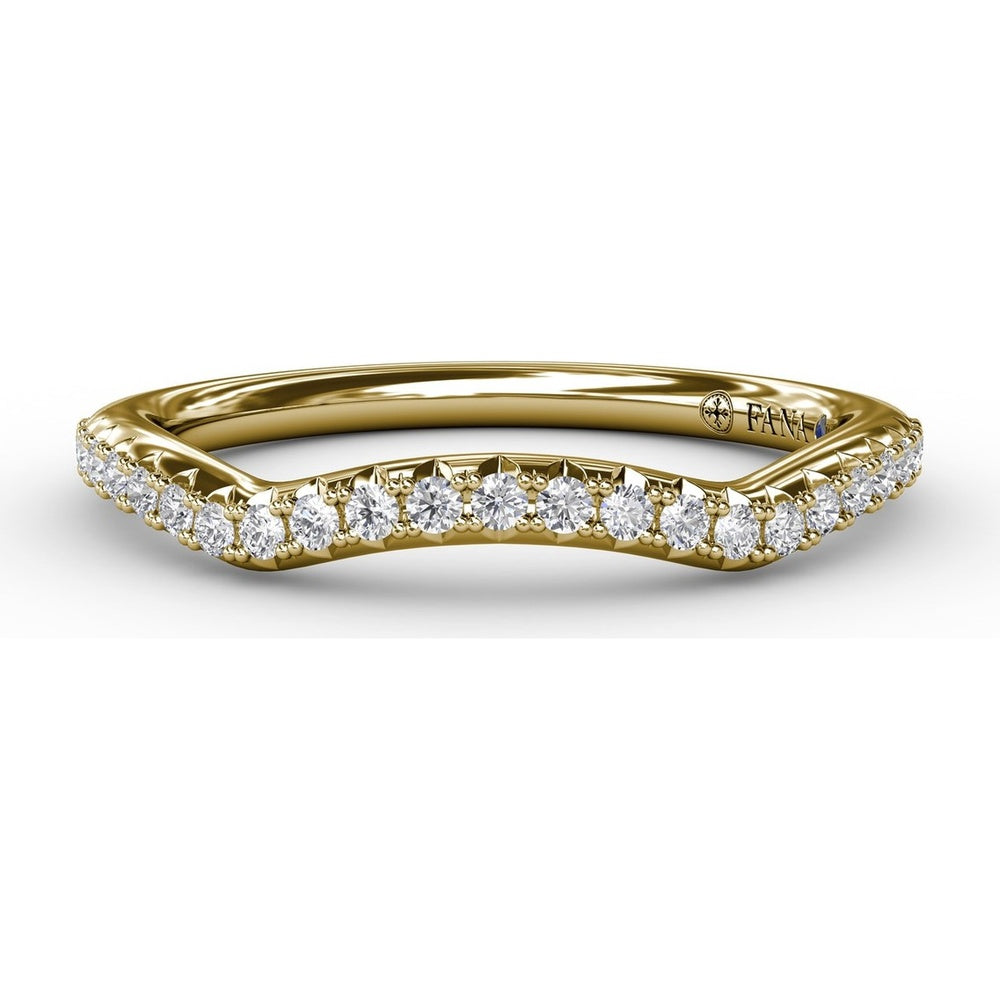 Curved Diamond Wedding Band with Pavé Set Round Diamonds by Fana - 0.14 Carat Total Diamond Weight