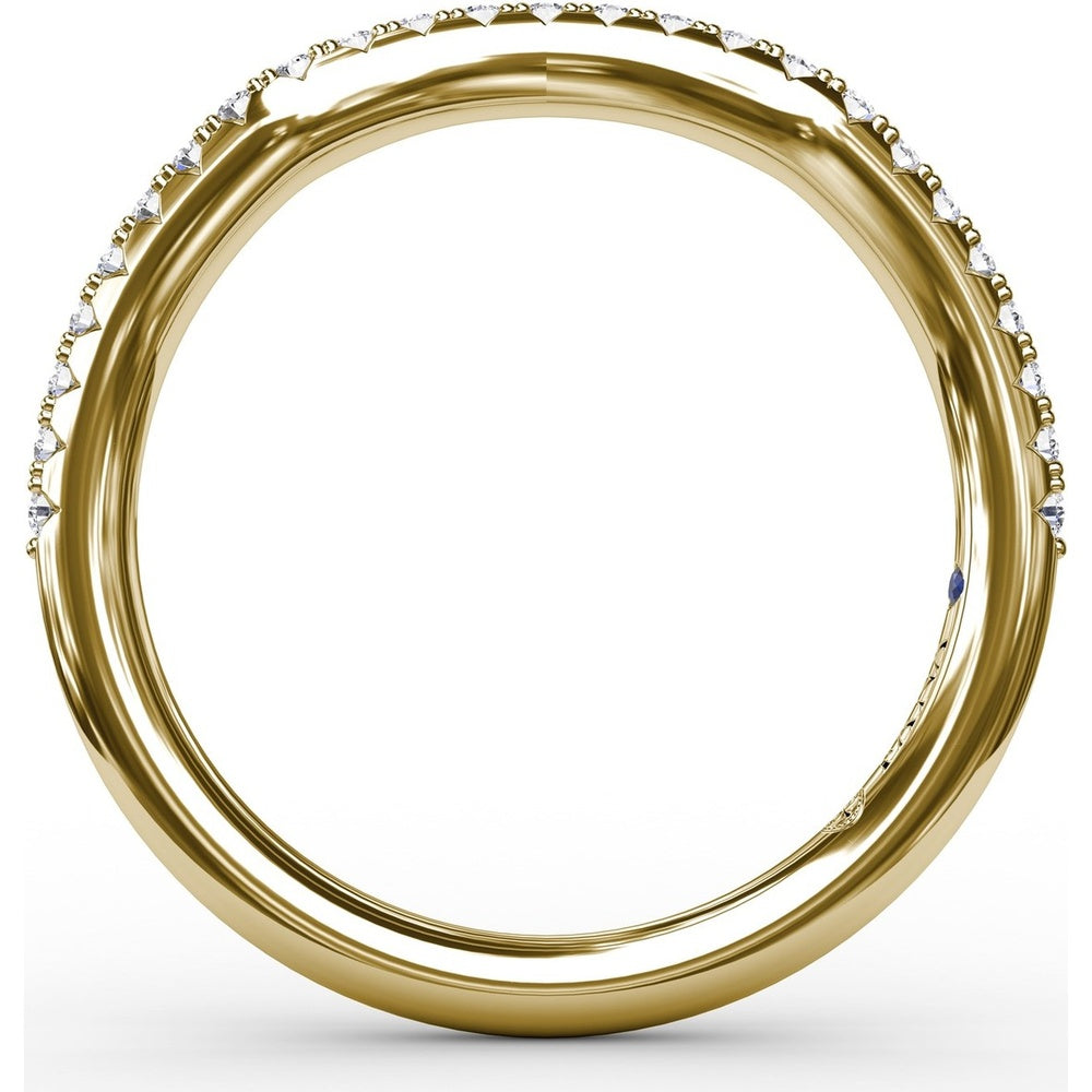 Curved Diamond Wedding Band with Pavé Set Round Diamonds by Fana - 0.14 Carat Total Diamond Weight