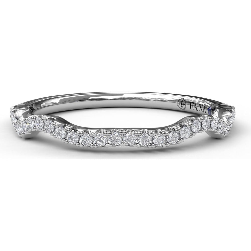 Curved Diamond Wedding Band with Pavé Set Round Diamonds by Fana - 0.15 Carat Total Diamond Weight