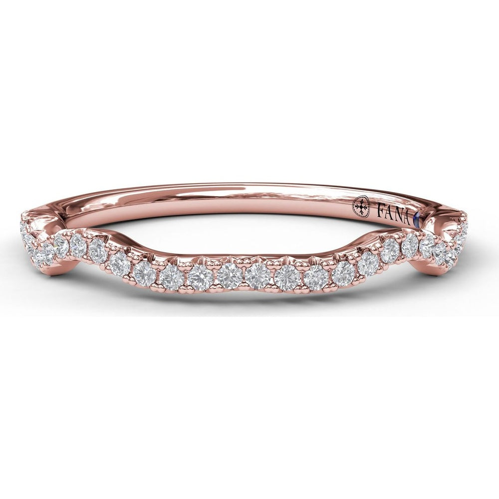 Curved Diamond Wedding Band with Pavé Set Round Diamonds by Fana - 0.15 Carat Total Diamond Weight